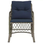 vidaXL Comfortable Poly Rattan Patio Chairs with Navy Cushions - Set of 2, UV and Weather-Resistant, Easy Clean Outdoor Seating