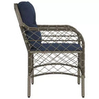 vidaXL Comfortable Poly Rattan Patio Chairs with Navy Cushions - Set of 2, UV and Weather-Resistant, Easy Clean Outdoor Seating