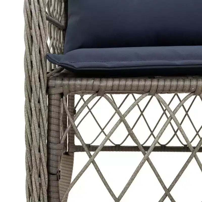 vidaXL Comfortable Poly Rattan Patio Chairs with Navy Cushions - Set of 2, UV and Weather-Resistant, Easy Clean Outdoor Seating