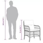 vidaXL Comfortable Poly Rattan Patio Chairs with Navy Cushions - Set of 2, UV and Weather-Resistant, Easy Clean Outdoor Seating