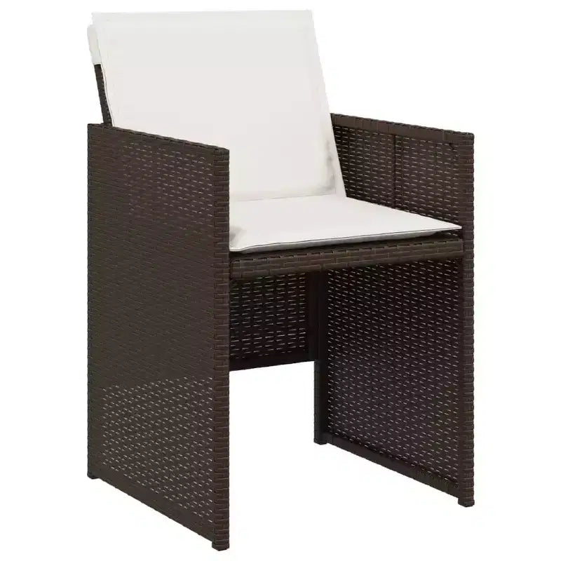 vidaXL Patio Chairs Outdoor Furniture Set 4 Pcs - Brown PE Rattan Chairs with Cushions - Compact Folding Garden Seating