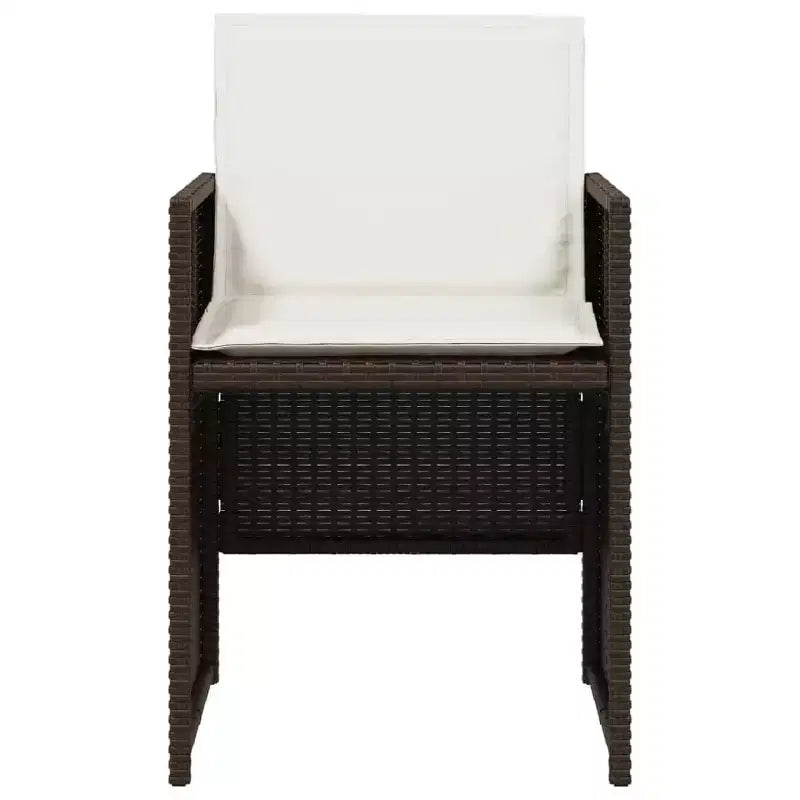 vidaXL Patio Chairs Outdoor Furniture Set 4 Pcs - Brown PE Rattan Chairs with Cushions - Compact Folding Garden Seating