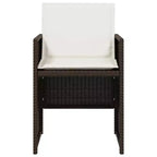 vidaXL Patio Chairs Outdoor Furniture Set 4 Pcs - Brown PE Rattan Chairs with Cushions - Compact Folding Garden Seating