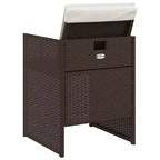 vidaXL Patio Chairs Outdoor Furniture Set 4 Pcs - Brown PE Rattan Chairs with Cushions - Compact Folding Garden Seating
