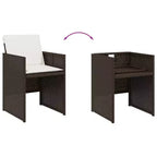 vidaXL Patio Chairs Outdoor Furniture Set 4 Pcs - Brown PE Rattan Chairs with Cushions - Compact Folding Garden Seating