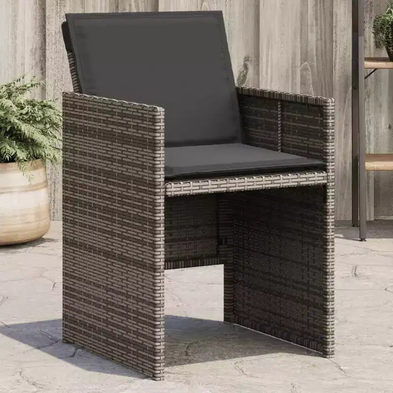 vidaXL Sedie da giardino con cuscini 4 pz Grigio Polyrattan