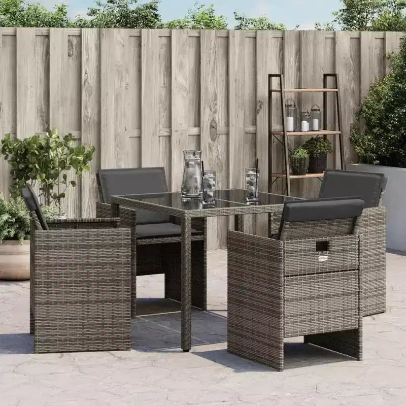 vidaXL Sedie da giardino con cuscini 4 pz Grigio Polyrattan