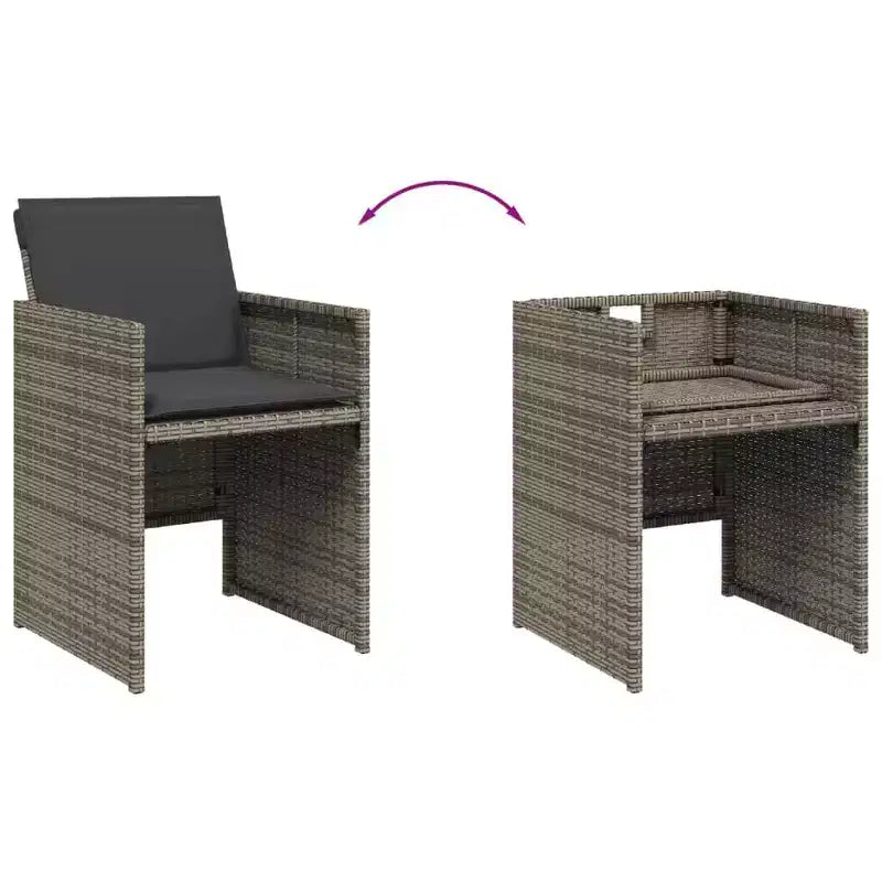vidaXL Sedie da giardino con cuscini 4 pz Grigio Polyrattan