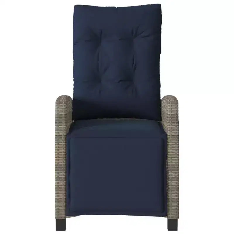 vidaXL Sedie Reclinabili da Giardino con Poggiapiedi - Set da 2, Lettini Regolabili in Polyrattan, Resistenti alle Intemperie e ai Raggi UV, Facili da Pulire, Cuscini Blu Scuro
