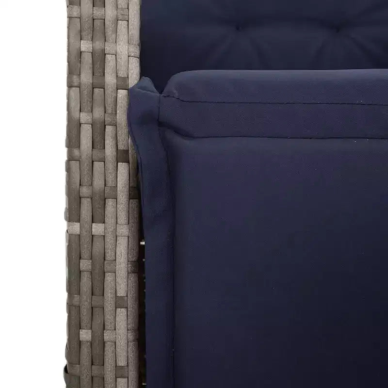 vidaXL Sedia Reclinabile da Giardino con Poggiapiedi - Polirattan Grigio e Cuscino Blu Scuro, Resistente alle Intemperie, Schienale Regolabile per Uso Esterno/Giardino/Terrazza