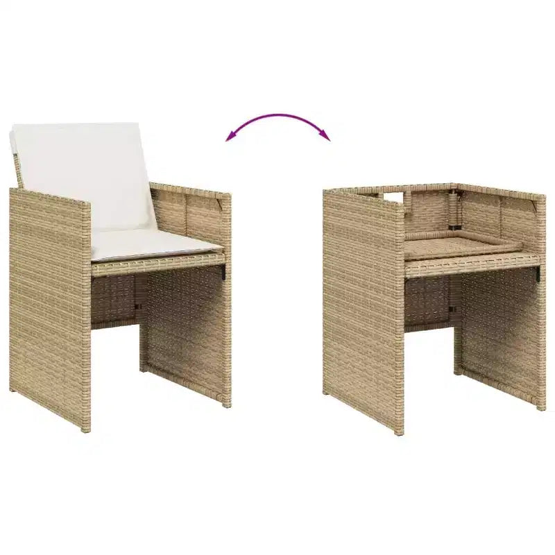 vidaXL Sedie da giardino con cuscini 4 pz Polyrattan Beige