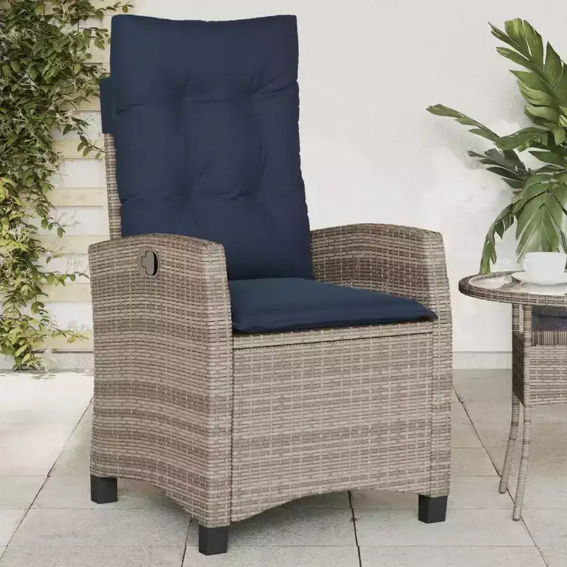 vidaXL Sedia da Giardino Reclinabile Grigia in Rattan PE Standard