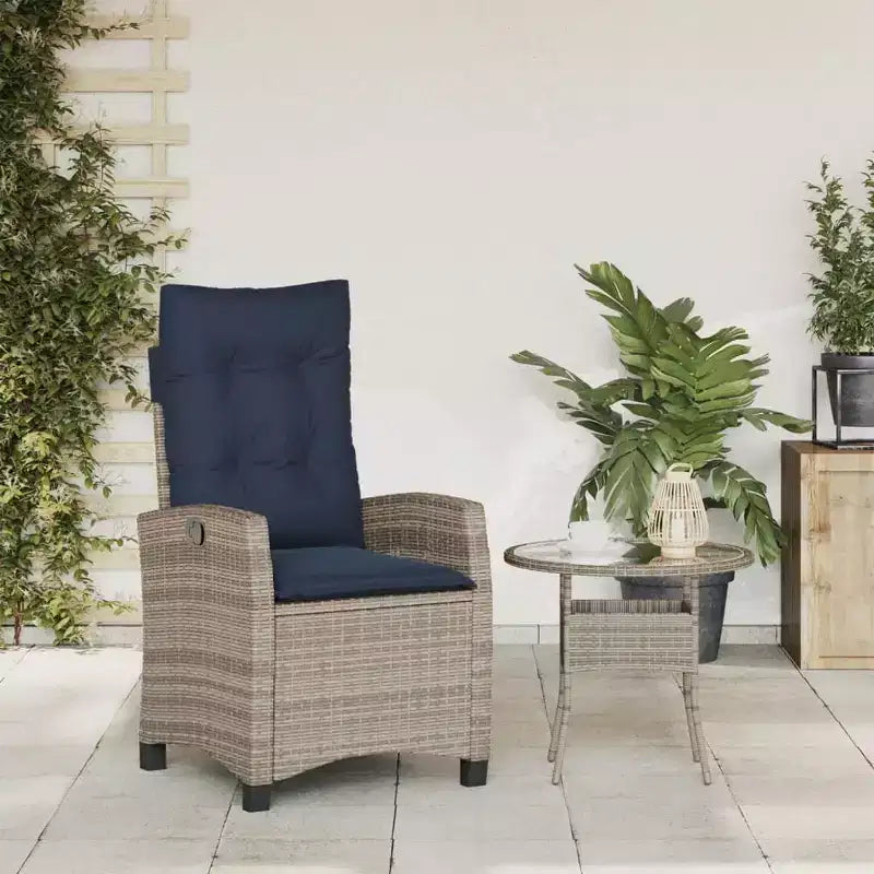vidaXL Sedia da Giardino Reclinabile Grigia in Rattan PE Standard