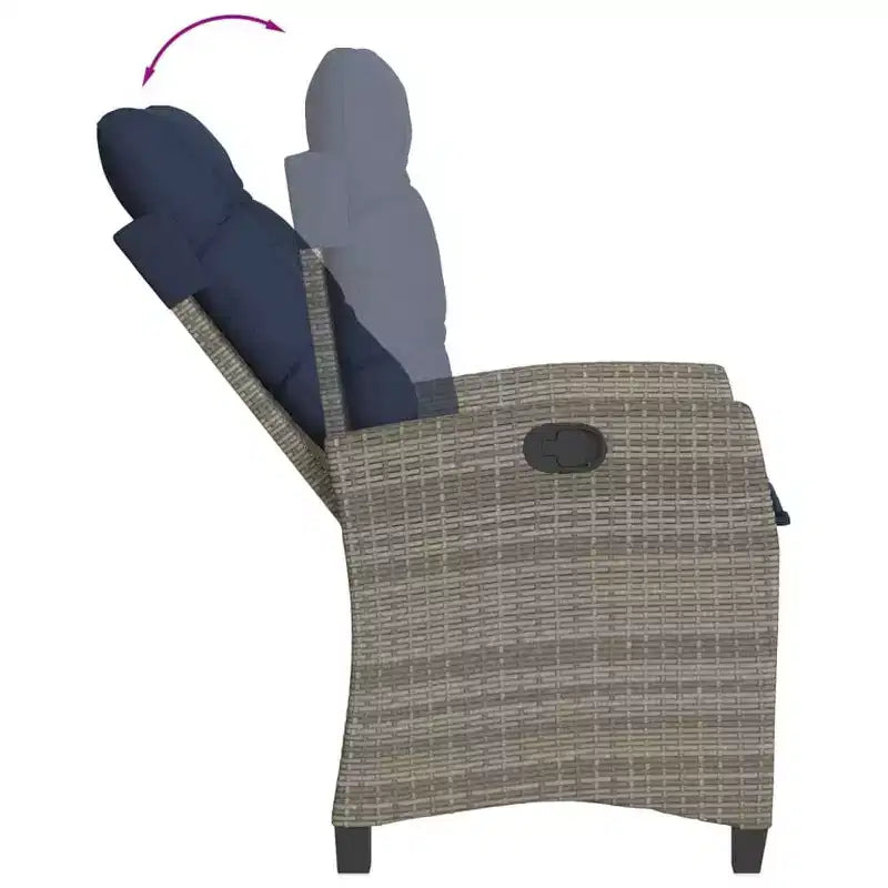vidaXL Sedia da Giardino Reclinabile Grigia in Rattan PE Standard