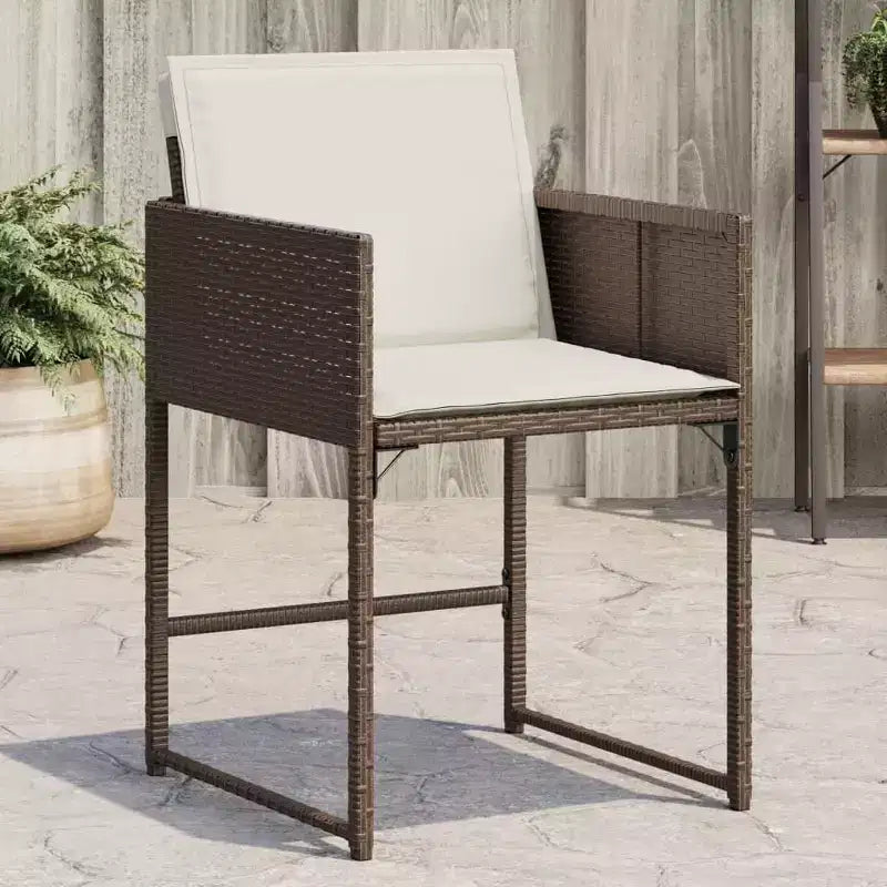 vidaXL Sedie da giardino con cuscini - 4 pz Marrone Polyrattan Mobili da esterno/giardino con schienale pieghevole, cuscini e fodere lavabili