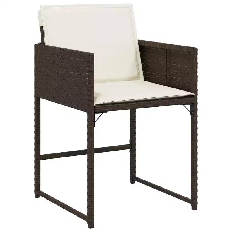 vidaXL Sedie da giardino con cuscini - 4 pz Marrone Polyrattan Mobili da esterno/giardino con schienale pieghevole, cuscini e fodere lavabili