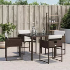 vidaXL Sedie da giardino con cuscini - 4 pz Marrone Polyrattan Mobili da esterno/giardino con schienale pieghevole, cuscini e fodere lavabili