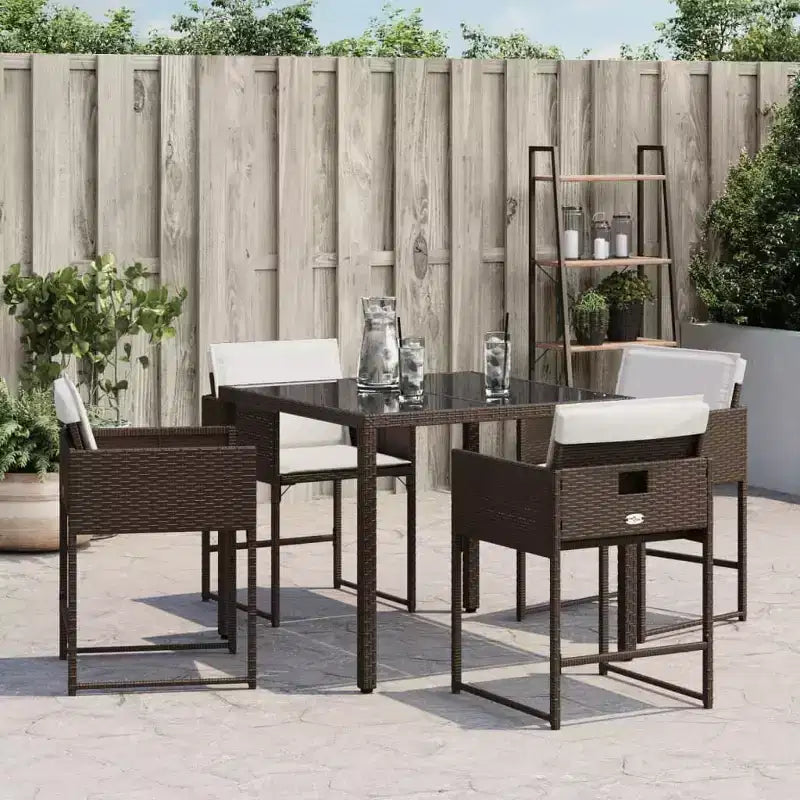 vidaXL Sedie da giardino con cuscini - 4 pz Marrone Polyrattan Mobili da esterno/giardino con schienale pieghevole, cuscini e fodere lavabili