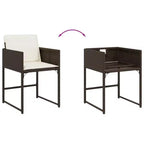 vidaXL Sedie da giardino con cuscini - 4 pz Marrone Polyrattan Mobili da esterno/giardino con schienale pieghevole, cuscini e fodere lavabili