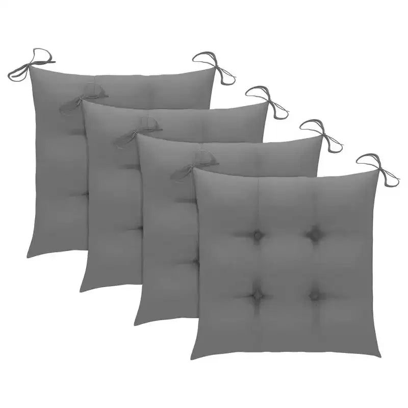vidaXL Eleganti sedie da giardino con cuscini comodi 4 pz - Struttura in legno massello di teak, cuscini grigi, leggere, pieghevoli, di facile manutenzione