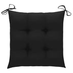 vidaXL Patio Chairs 4 Pcs Folding Chair with Cushions, Solid Teak Wood, Black - Ideal for Outdoor/Garden/Patio