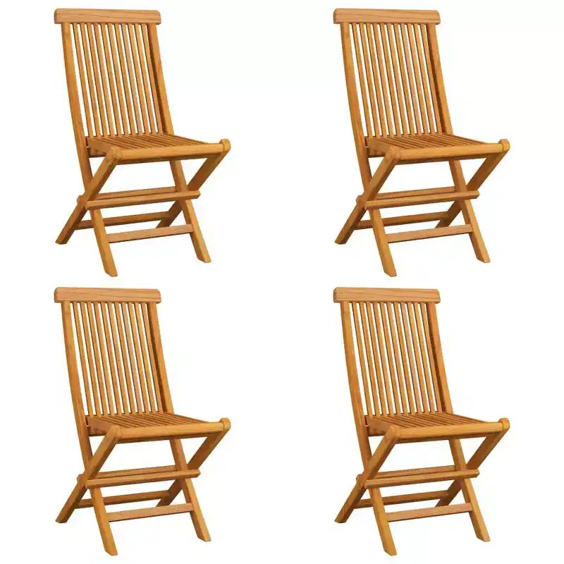 vidaXL Patio Chairs 4 Pcs Folding Chair with Cushions, Solid Teak Wood, Black - Ideal for Outdoor/Garden/Patio