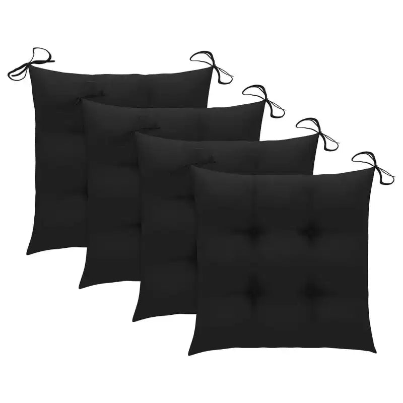 vidaXL Patio Chairs 4 Pcs Folding Chair with Cushions, Solid Teak Wood, Black - Ideal for Outdoor/Garden/Patio