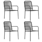 vidaXL Set of 4 Patio Chairs - Modern Retro Style Outdoor Seating, Durable Black Cotton Rope and Powder-Coated Steel, Suitable for Garden, Deck, Patio