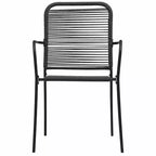 vidaXL Set of 4 Patio Chairs - Modern Retro Style Outdoor Seating, Durable Black Cotton Rope and Powder-Coated Steel, Suitable for Garden, Deck, Patio