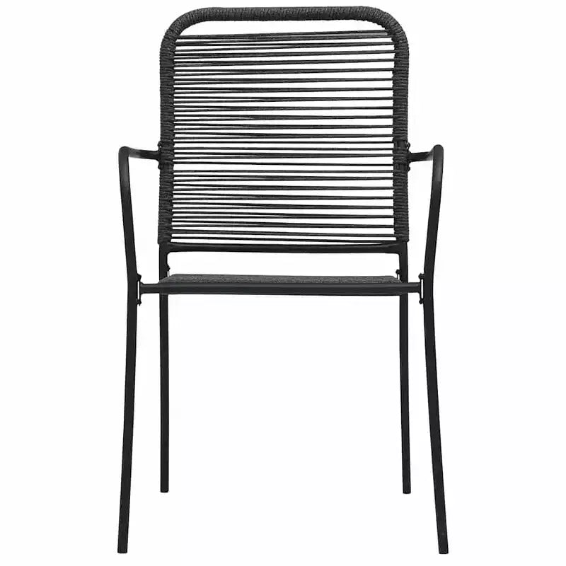 vidaXL Set of 4 Patio Chairs - Modern Retro Style Outdoor Seating, Durable Black Cotton Rope and Powder-Coated Steel, Suitable for Garden, Deck, Patio