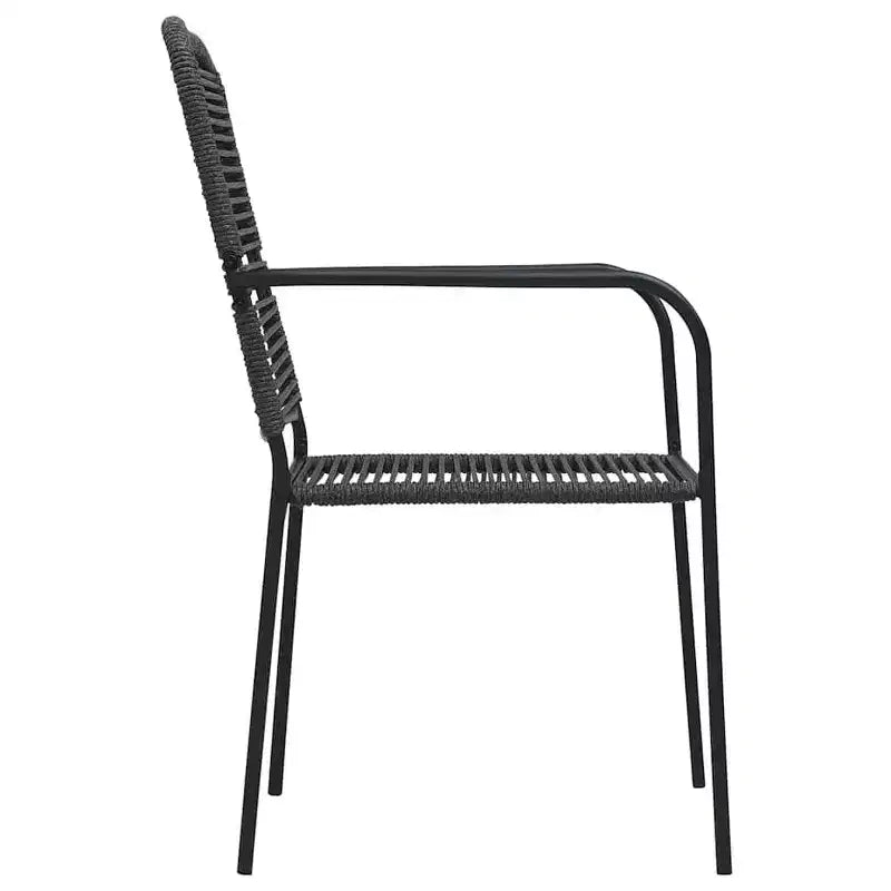 vidaXL Set of 4 Patio Chairs - Modern Retro Style Outdoor Seating, Durable Black Cotton Rope and Powder-Coated Steel, Suitable for Garden, Deck, Patio