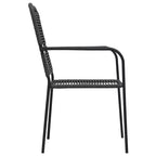vidaXL Set of 4 Patio Chairs - Modern Retro Style Outdoor Seating, Durable Black Cotton Rope and Powder-Coated Steel, Suitable for Garden, Deck, Patio
