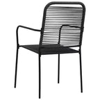 vidaXL Set of 4 Patio Chairs - Modern Retro Style Outdoor Seating, Durable Black Cotton Rope and Powder-Coated Steel, Suitable for Garden, Deck, Patio