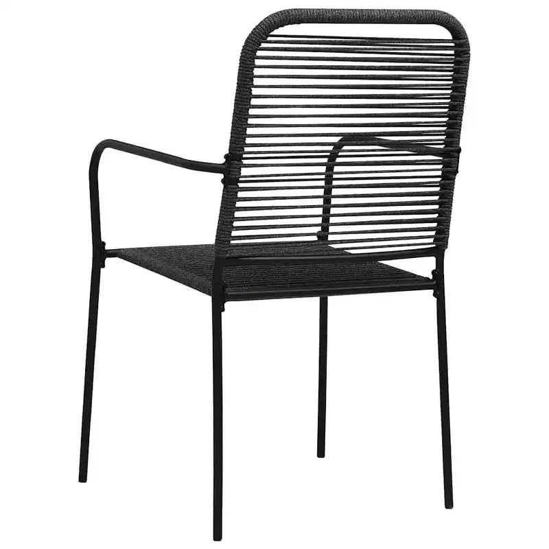 vidaXL Set of 4 Patio Chairs - Modern Retro Style Outdoor Seating, Durable Black Cotton Rope and Powder-Coated Steel, Suitable for Garden, Deck, Patio