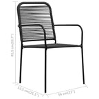 vidaXL Set of 4 Patio Chairs - Modern Retro Style Outdoor Seating, Durable Black Cotton Rope and Powder-Coated Steel, Suitable for Garden, Deck, Patio