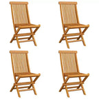 vidaXL Patio Chairs 4 Pcs  Teak Wood, Cream Cushions, Folding Bistro Chairs, Outdoor Seating for Garden, Patio, Deck & Lounge Areas