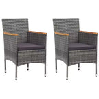 vidaXL Sedie da pranzo da giardino 2 pz in polyrattan grigio