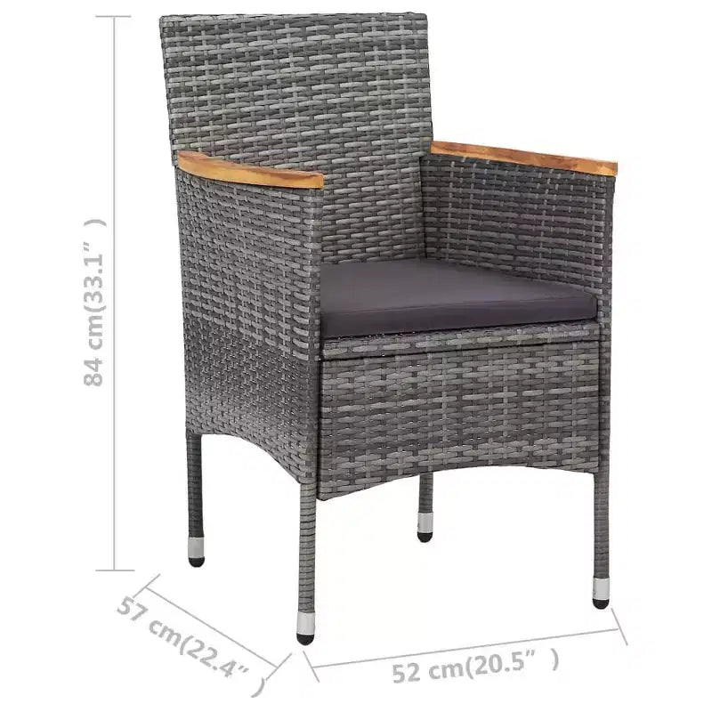 vidaXL Sedie da pranzo da giardino 2 pz in polyrattan grigio