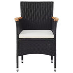 vidaXL 2 Sedie da Pranzo da Giardino Moderne in Polyrattan Nero Durevole con Braccioli in Legno di Acacia e Cuscini Sfoderabili Lavabili