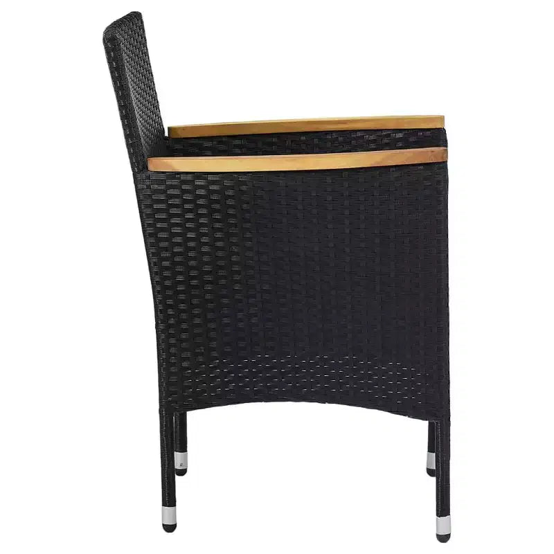 vidaXL 2 Sedie da Pranzo da Giardino Moderne in Polyrattan Nero Durevole con Braccioli in Legno di Acacia e Cuscini Sfoderabili Lavabili