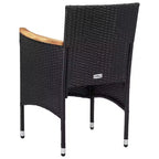 vidaXL 2 Sedie da Pranzo da Giardino Moderne in Polyrattan Nero Durevole con Braccioli in Legno di Acacia e Cuscini Sfoderabili Lavabili