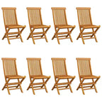 vidaXL 8-Piece Teak Patio Chairs with Anthracite Cushions, Outdoor, Foldable and Easy-to-Clean Garden with Exceptional Strength and Weather Resistance
