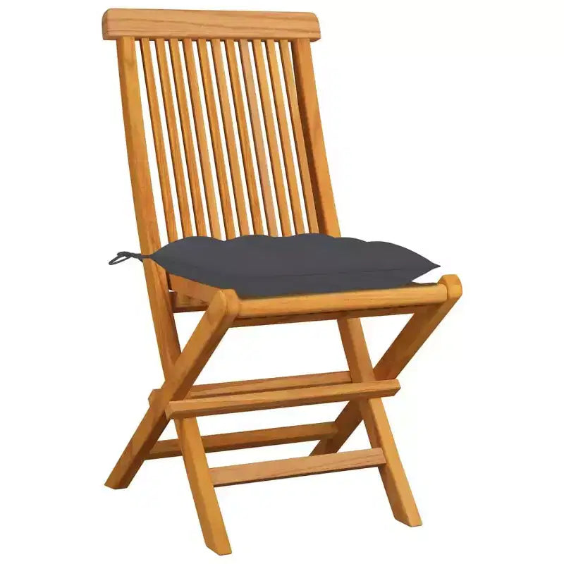 vidaXL 8-Piece Teak Patio Chairs with Anthracite Cushions, Outdoor, Foldable and Easy-to-Clean Garden with Exceptional Strength and Weather Resistance
