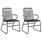 vidaXL Patio Chairs 2 pcs Black 22.8x23.2x33.7 PVC Rattan
