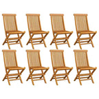 vidaXL Folding Patio Chairs - 8 pcs Set - Retro Style - Solid Teak Wood - Classic Design for Outdoor Use, Easy Storage - Brown