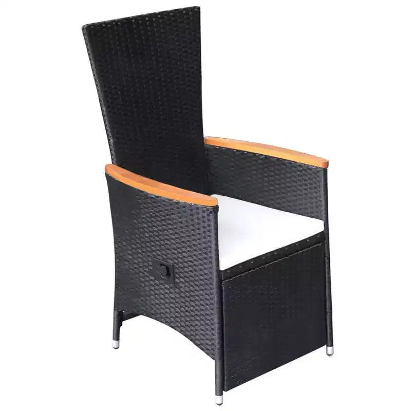 vidaXL Sedie da Giardino Reclinabili 2 pz con Cuscini - Polyrattan Resistente alle Intemperie, per Esterni, Nere con Cuscini Bianco Crema