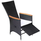 vidaXL Sedie da Giardino Reclinabili 2 pz con Cuscini - Polyrattan Resistente alle Intemperie, per Esterni, Nere con Cuscini Bianco Crema