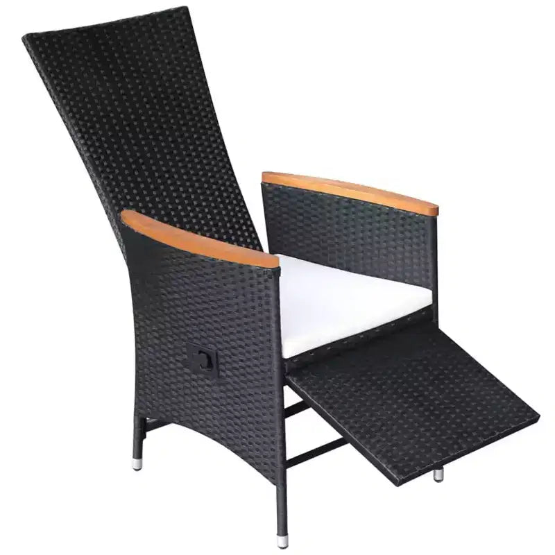 vidaXL Sedie da Giardino Reclinabili 2 pz con Cuscini - Polyrattan Resistente alle Intemperie, per Esterni, Nere con Cuscini Bianco Crema