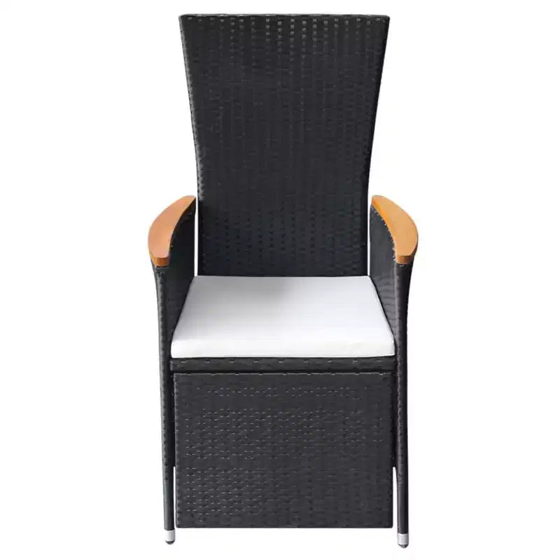 vidaXL Sedie da Giardino Reclinabili 2 pz con Cuscini - Polyrattan Resistente alle Intemperie, per Esterni, Nere con Cuscini Bianco Crema