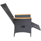 vidaXL Sedie da Giardino Reclinabili 2 pz con Cuscini - Polyrattan Resistente alle Intemperie, per Esterni, Nere con Cuscini Bianco Crema